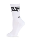 Versace Monogram Crew Socks In White Black