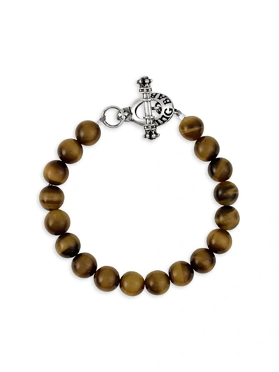 King Baby Studio Men's Brown Tiger's Eye & Sterling Silver Toggle Clasp Bracelet In Brown Silver