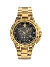Versace Sport Tech Ip Yellow Gold Chronograph Bracelet Watch In Black/gold