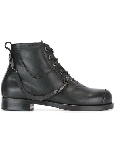 Helmut Lang Strap Detail Ankle Boots In Black