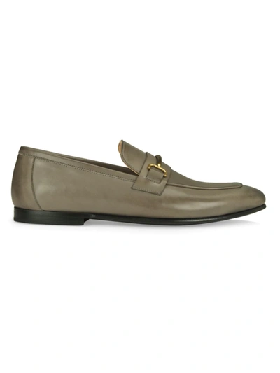 Dunhill Chiltern Roller Bar Leather Loafers In Soft Grey