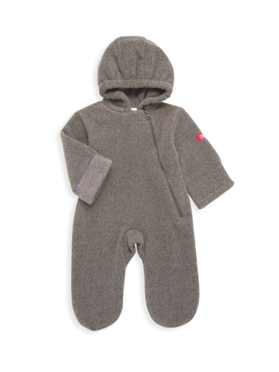 Widgeon Baby Girl's Fleece Hooded Footie In Heather Grey