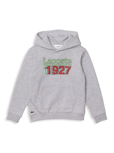 Lacoste Little Kid's & Kid's Fleece Logo Hoodie In Grey
