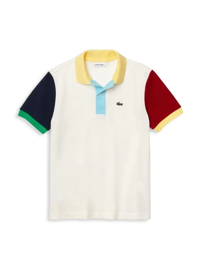 Lacoste Boys' Color Blocked Cotton Polo Shirt - Little Kid, Big Kid In Cream