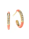 Ippolita Carnevale 18k Gold, Ceramic & Diamond Huggie Hoop Earrings In Coral