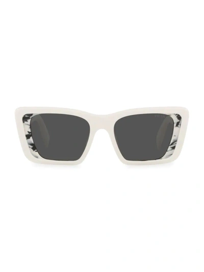 Prada 51mm Butterfly Sunglasses In White/ Havana Black/ Dark Grey