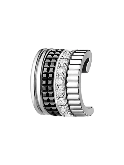 Boucheron Women's Quatre Black Edition 18k White Gold, Pvd & 0.14 Tcw Diamond Single Clip Earring
