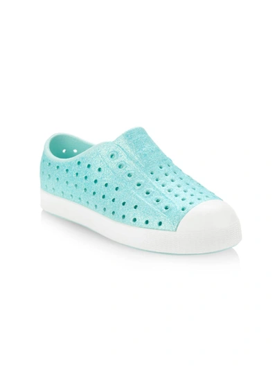 Native Shoes Kids' Toddler's & Girl's Jefferson Child Bling Slip-on Sneakers In Hydrangea Blue/ Shell White