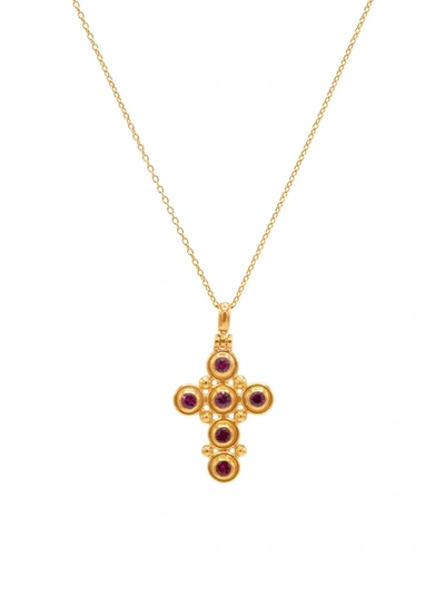 Gurhan Women's Yellow Gold & Ruby Cross Pendant Necklace