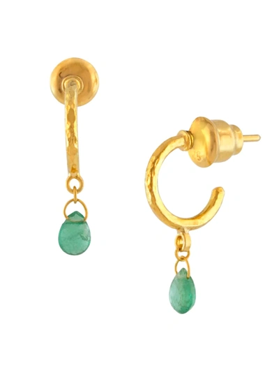 Gurhan Dew Hue 24k Yellow Gold & Emerald Drop Earrings