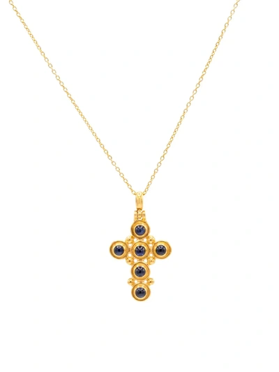 Gurhan Women's Amulet 24k Gold & Sapphire Cross Pendant Necklace In Yellow Gold