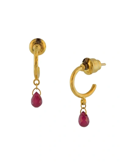 Gurhan Women's 24k Yellow Gold & Ruby Small Hoop Drop Earrings