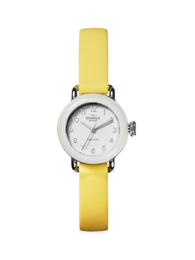 Shinola 25mm Detrola "the Peewee" Watch, White Soft Yellow