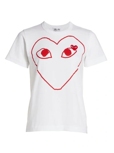 Comme Des Gar Ons Play Large Heart Graphic T-shirt In White