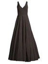 Mac Duggal Tailored V-neck Ballgown In Black