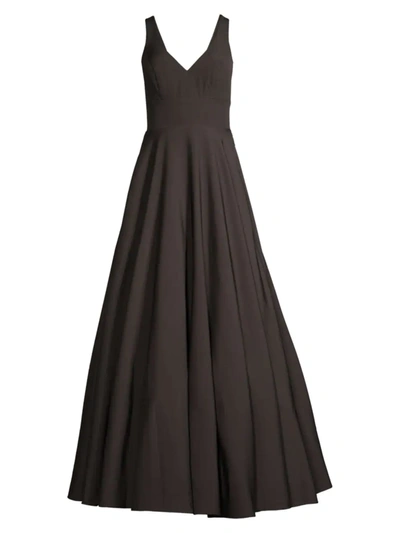 Mac Duggal Tailored V-neck Ballgown In Black