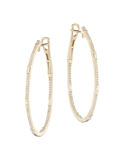 Saks Fifth Avenue Women's 14k Yellow Gold & 0.44 Tcw Diamond Oval Hoop Earrings