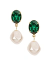 Jennifer Behr Women's Tunis 24k Gold-plated, Crystal & Glass Pearl Drop Earrings In Emerald