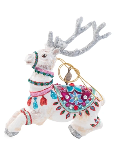 Jay Strongwater Holiday Cupid Reindeer Glass Ornament In Jewel