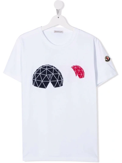 Moncler Teen Graphic-print Short-sleeved T-shirt In White