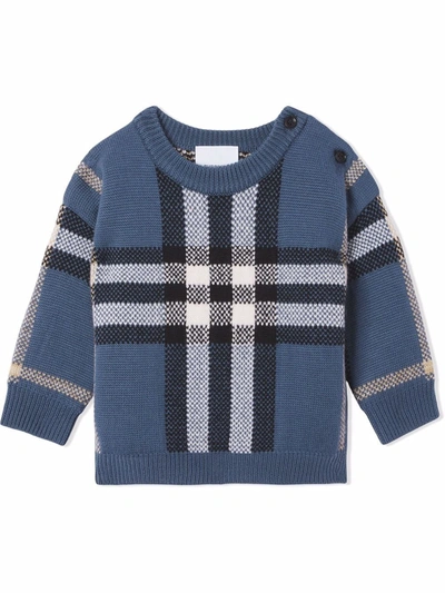 Burberry Kids Wool-cashmere Vintage Check Jumper (12-24 Months) In Blue