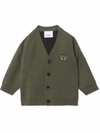 Burberry Embroidered-design Button-fastening Cardigan In Green