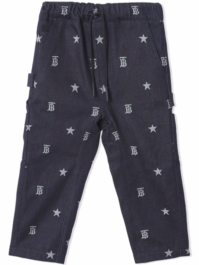 Burberry Kids' Tb Monogram Multi-pocket Trousers In Blue