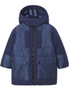 BURBERRY MONOGRAM-MOTIF HOODED COAT