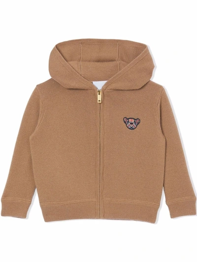 Burberry Babies' Thomas Bear Zip-up Hoodie In Brown