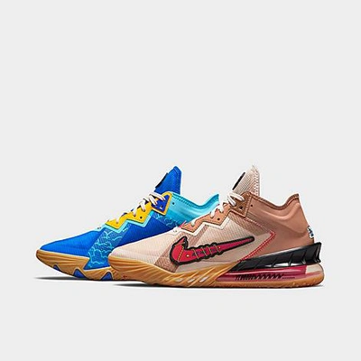 Nike Lebron 18 Low Basketball Shoes In Racer Blue/baltic Blue/university Gold/white