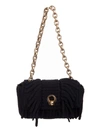 ERMANNO SCERVINO FAUBOURG BAGUETTE BAG IN KNIT WITH BLACK FRINGES,D393S422GMM 95708