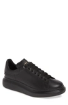 Alexander Mcqueen Black Sneakers With Logo Lettering On The Rear And Oversize Rubber Sole In Leather In Black
