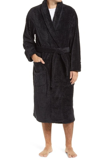 Nordstrom Plush Jacquard Robe In Black