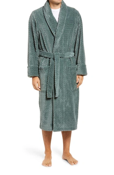 Nordstrom Plush Jacquard Robe In Green Balsam