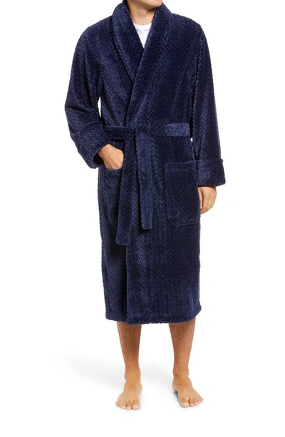 Nordstrom Plush Jacquard Robe In Navy Peacoat