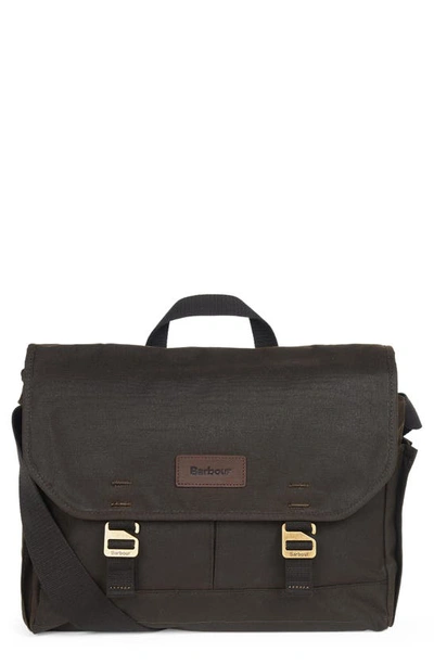 Barbour Essential Wax Messenger Bag In Olive