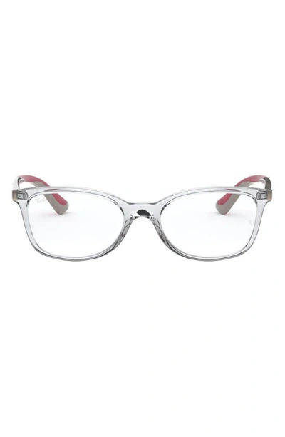 Ray Ban Kids' 49mm Rectangular Optical Glasses In Transparent/ Grey