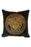 Versace Studded Sequinned Medusa Head Cushion In Black