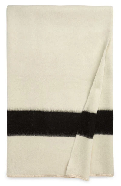 Blacksaw Siempre Recycled Fiber Blanket In Ivory With Black Stripe