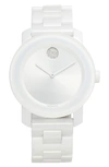 Movado Women's Bold Swiss Quartz White Ceramic Bracelet Watch In Silver / White