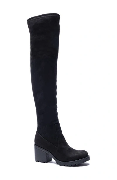 Dirty Laundry Linzy Over The Knee Boot In Black Suedette