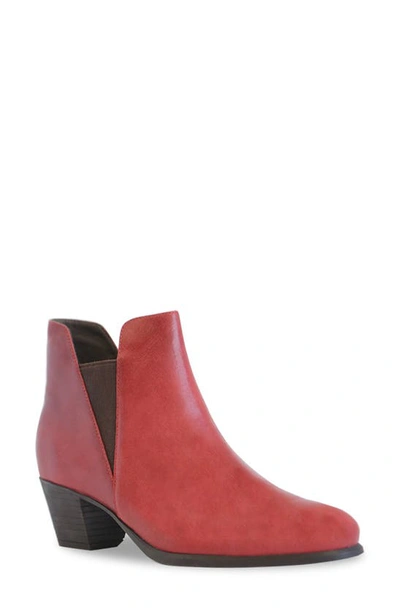 Munro Jackson Bootie In Red Distressed Leather