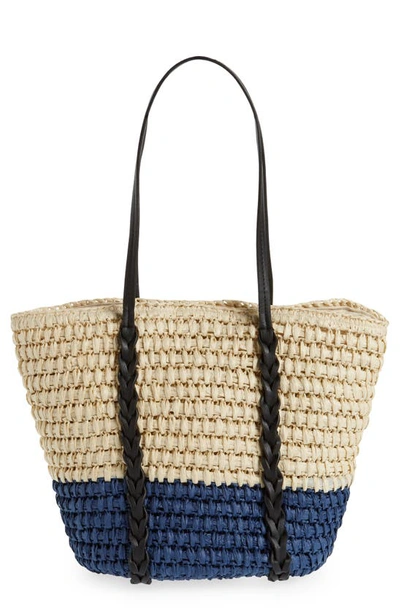 Btb Los Angeles Dani Stripe Tote In Natural / Navy