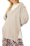 Free People Asher Thermal Knit V-neck Top In Studio Clay