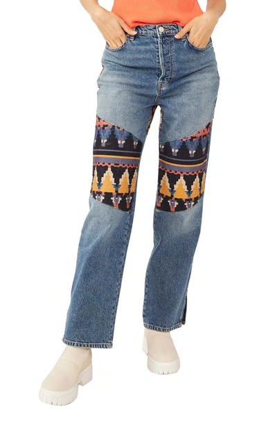 Free People Rocky Mountain Straight Leg Jeans In Blue