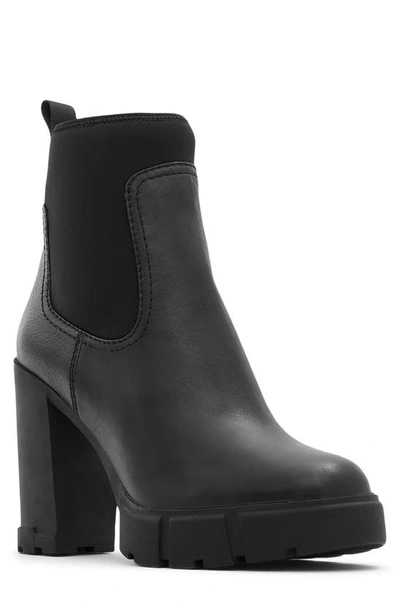 Aldo Bolder Leather Chunky Heeled Ankle Boots In Black