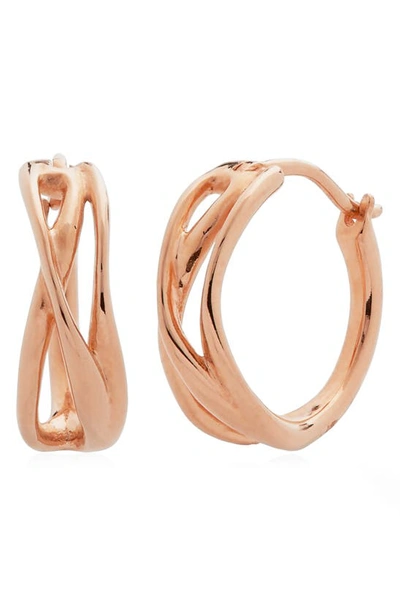 Monica Vinader 18ct Rose Gold Plated Vermeil Silver Nura Reef Crossover Huggie Hoop Earrings