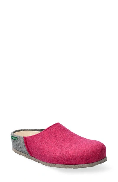 Mephisto Polli Wool Slipper In Fuchsia Sweety Pink/ Grey