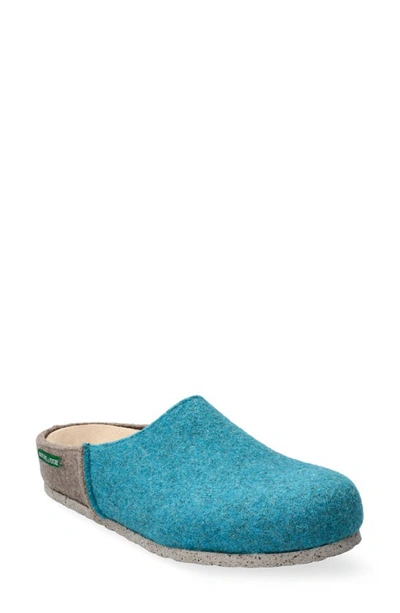 Mephisto Polli Wool Slipper In Turquoise Sweety Taupe/ Grey