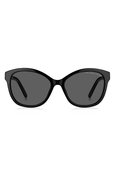 Marc Jacobs 55mm Round Sunglasses In Black / Grey